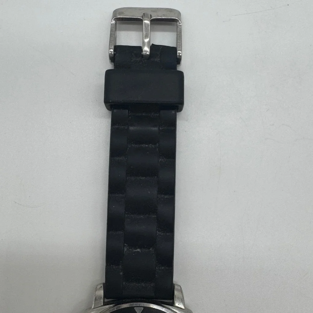Disney Mickey Mouse Accutime Watch Corp MK1080 Silver Dial Black Rubber Strap